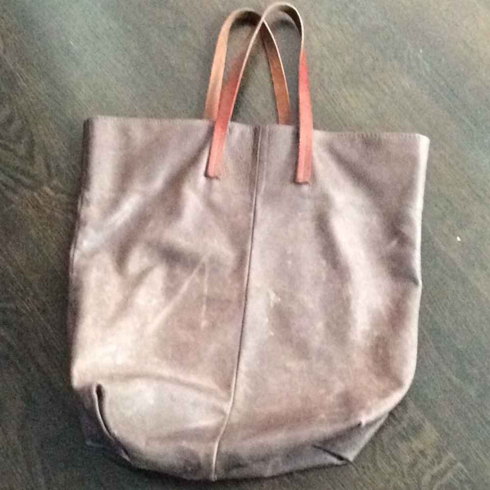 Brown leather Italian tote bag